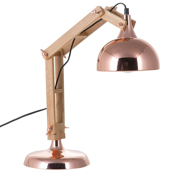 Skrivbordslampa SALADO Justerbar Trä Koppar