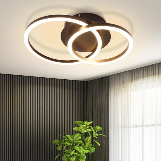 NETTLIFE LED - taklampa Taklampa, 24W, modern, design, rund, varmvit, 3000K, svart, 2 ringar