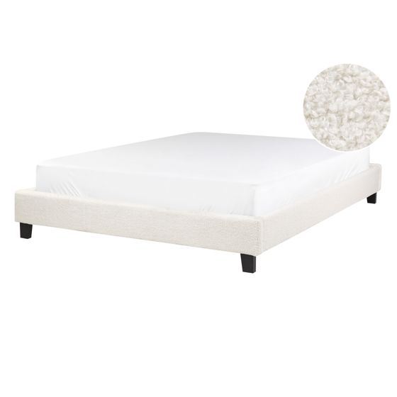 Säng utan huvudgavel Bouclé ROANNE 140 x 200 cm Ljusbeige