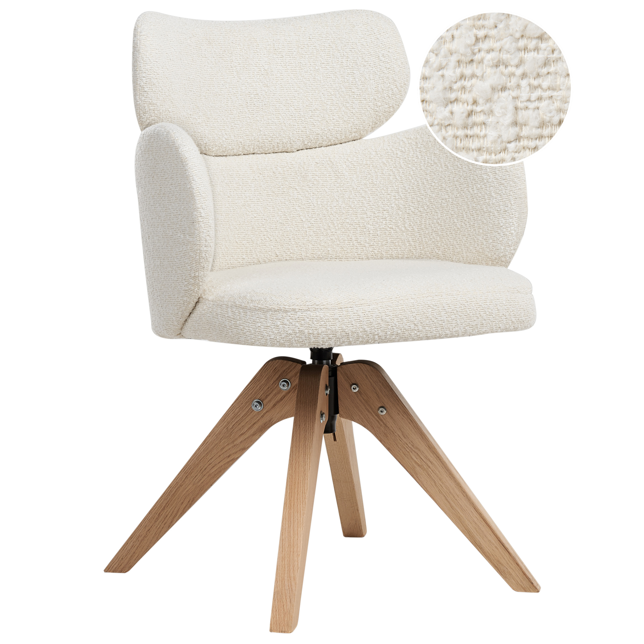 Matstol Vridbar MARCY Bouclé Ljusbeige