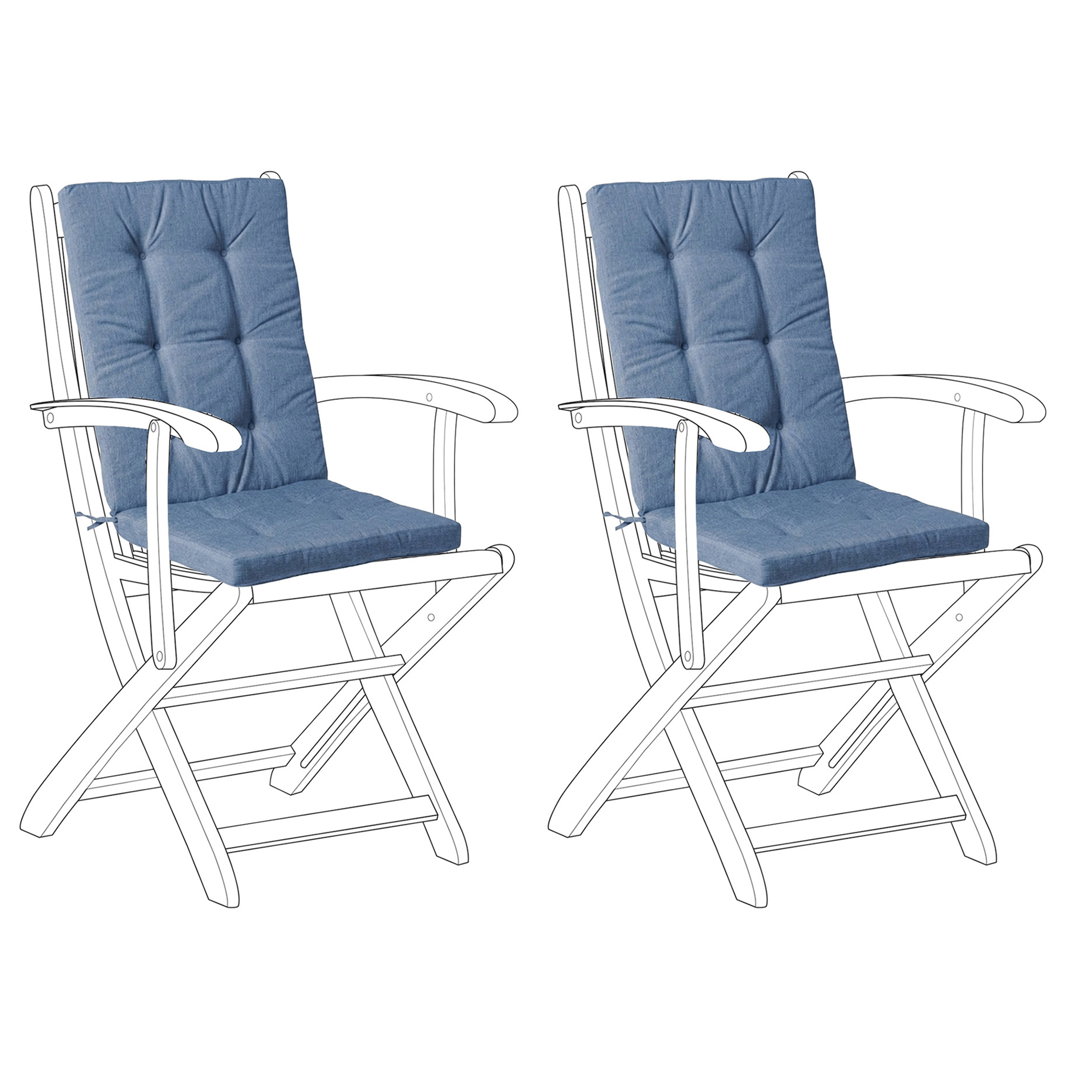 Set med 2 rygg-/sittdynor MAUI PREMIUM Blå