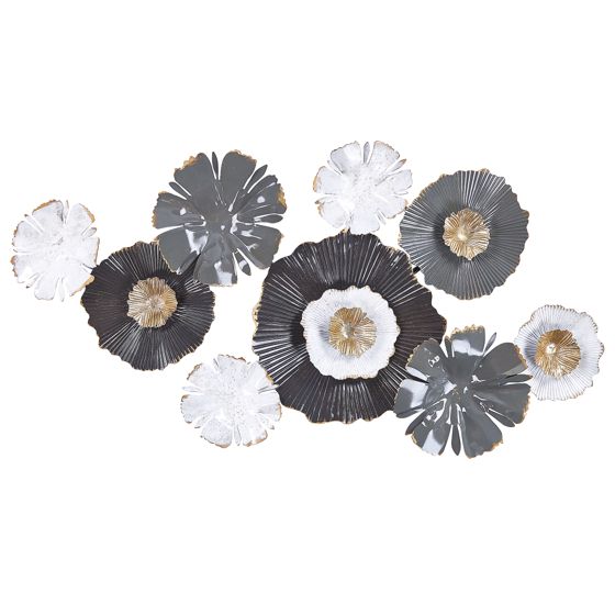 Väggdekoration Blomma POTASSIUM 49 cm Metall Grå