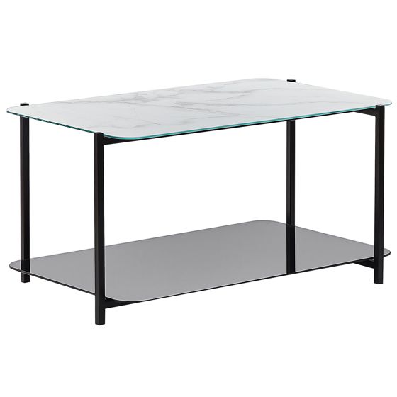 Soffbord GLOSTER Härdat glas Vit marmor