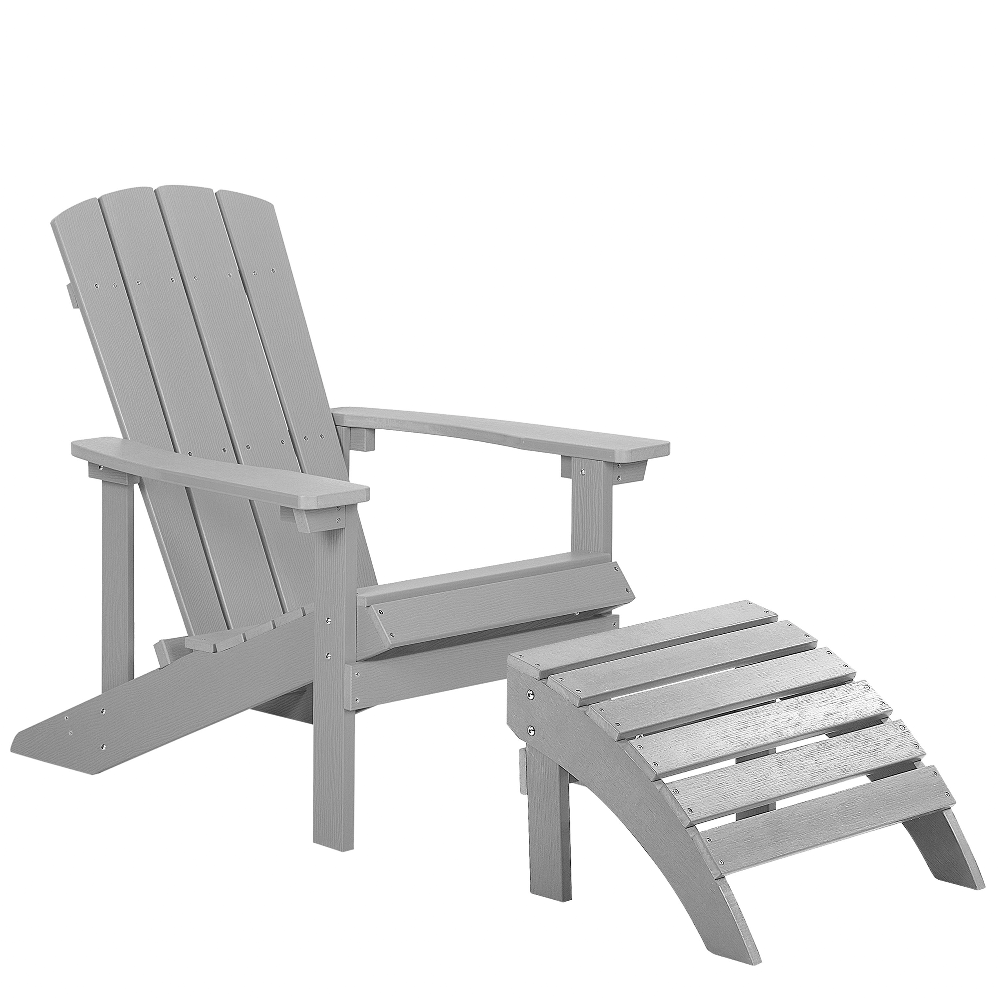 Trädgårdsstol ADIRONDACK med fotpall Ljusgrå