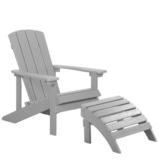 Trädgårdsstol ADIRONDACK med fotpall Ljusgrå