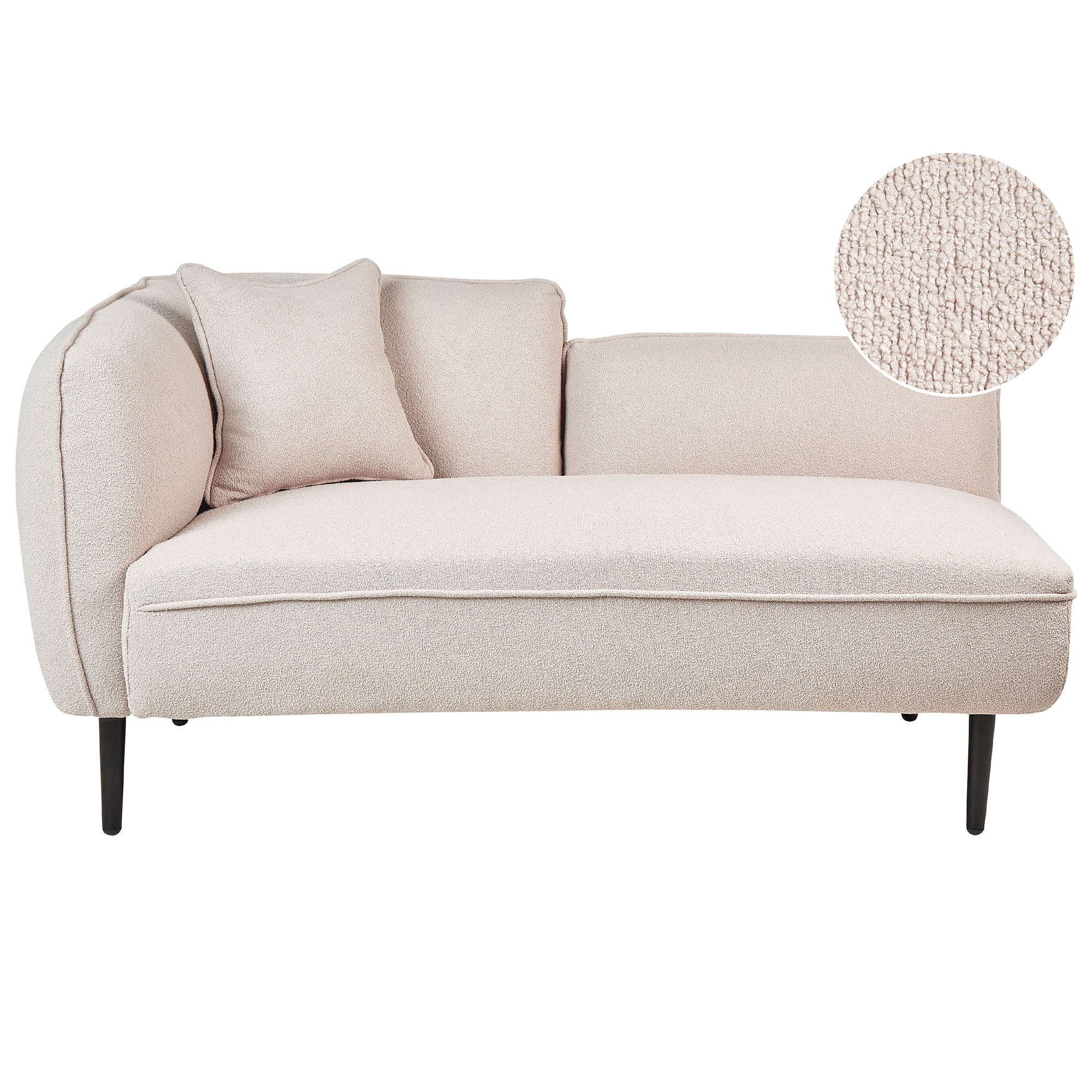 Vänstervänd schäslong CHEVANNES Bouclé Ljusbeige