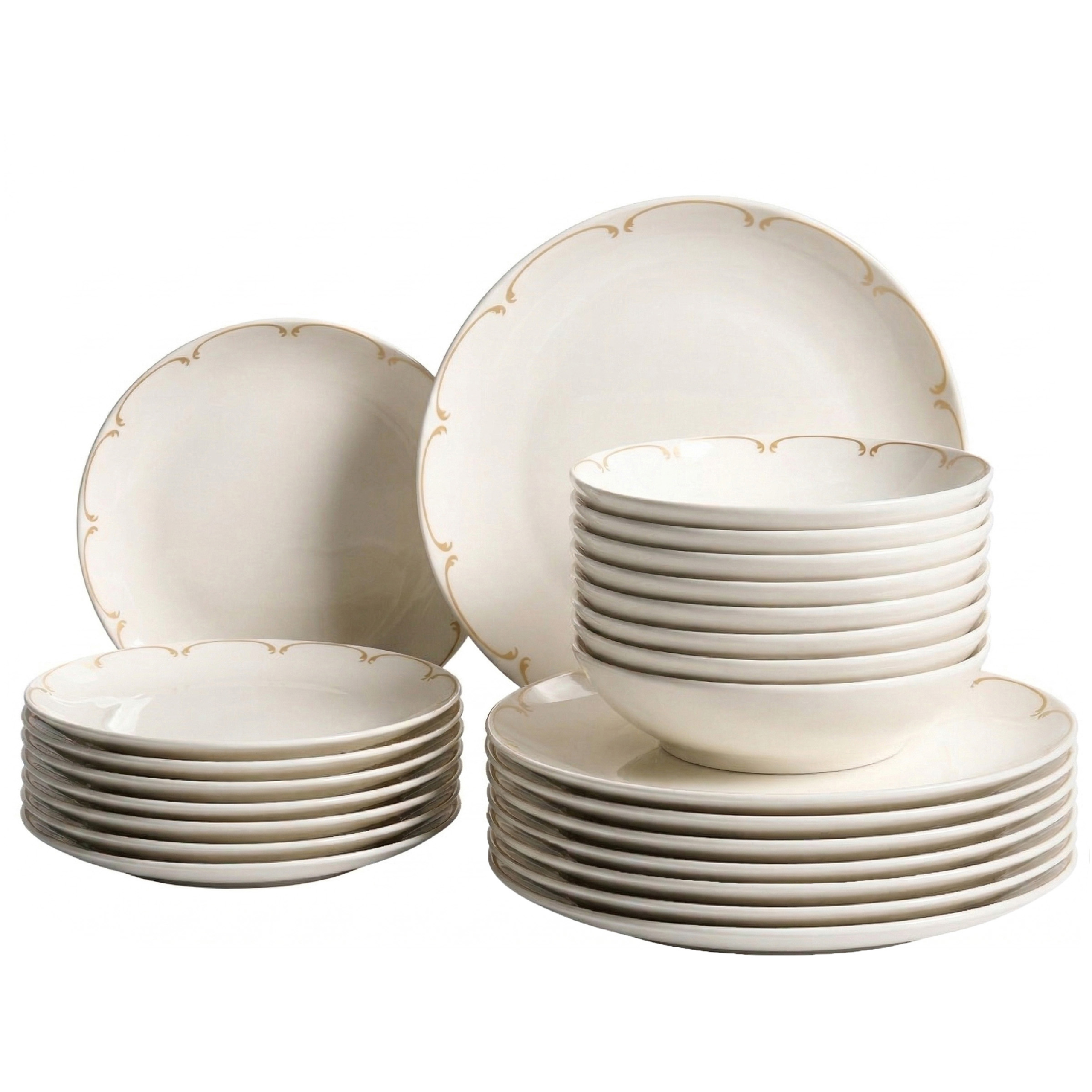 Set med 24 matserviser CHAROLI Porslin Vit/ Guld