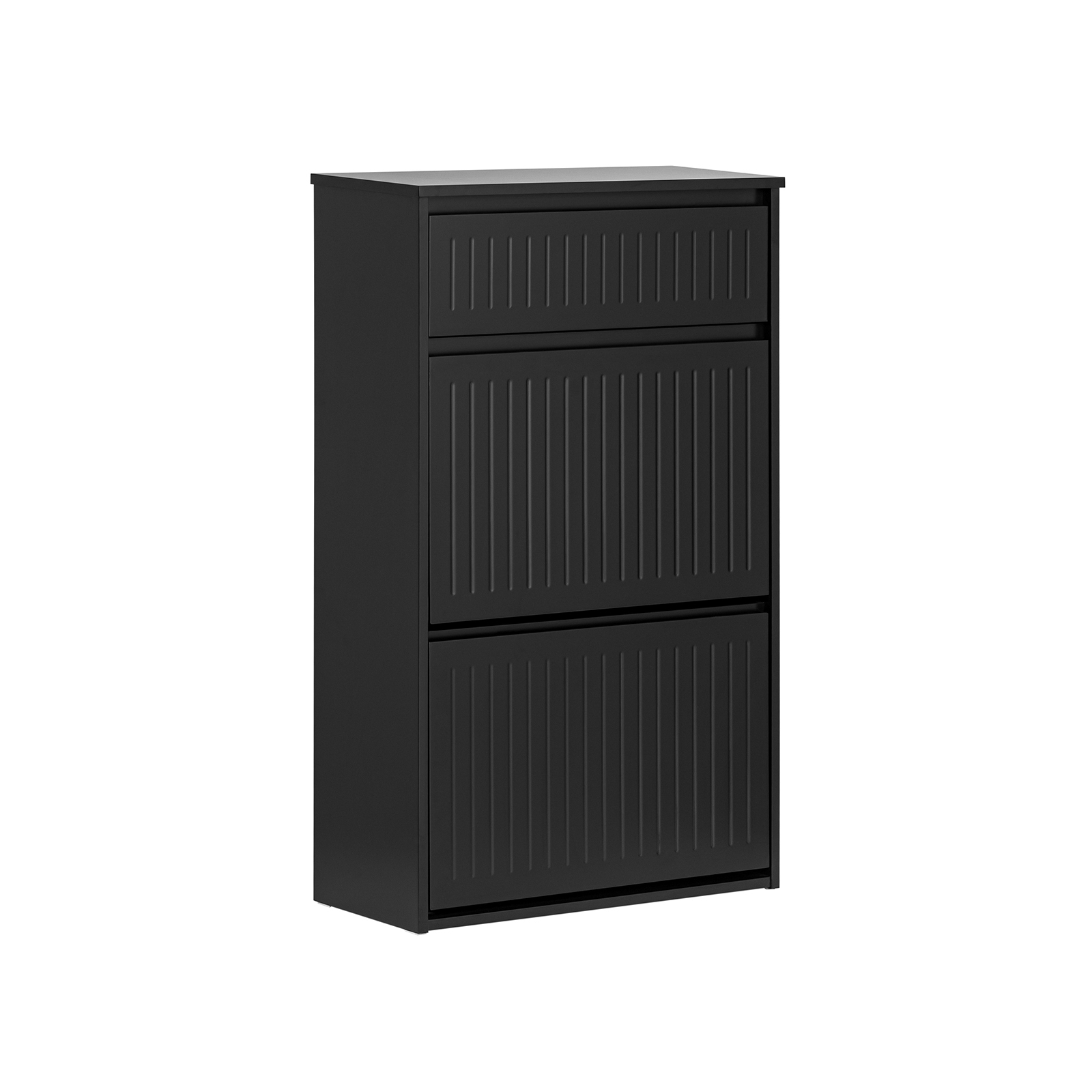 Sobuy skoskåp smal högt med låda-smalt skosk 2 fack skhyll skoställ skoförvaring-sko skåp 8 par, stabil MDF-metall, för hall, modern svart, modell FSR165-Sch