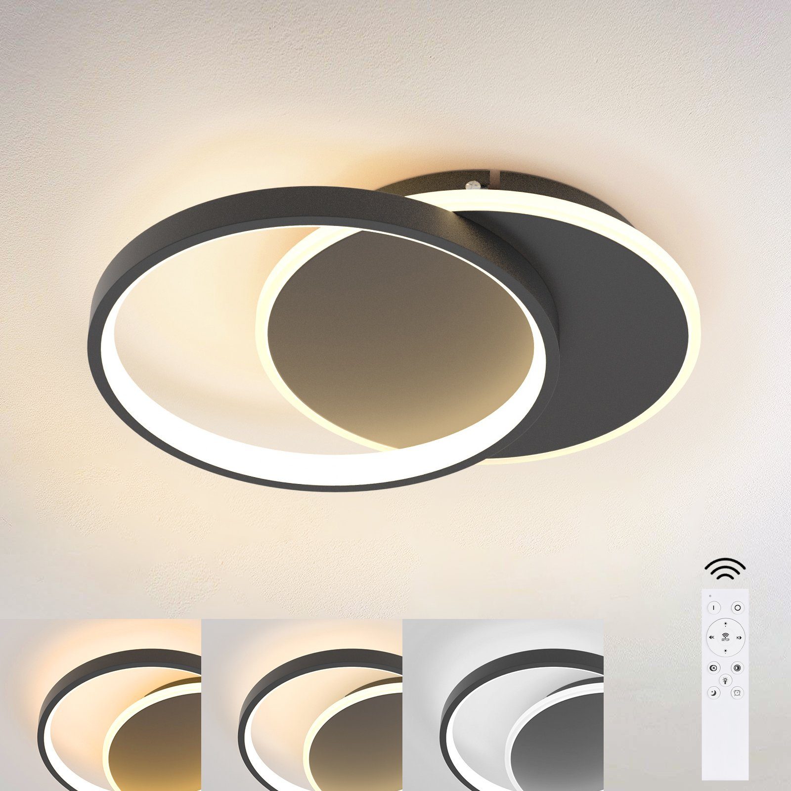 NETTLIFE LED - taklampa för vardagsrummet, dimbar, modern taklampa med fjärrkontroll för hallen