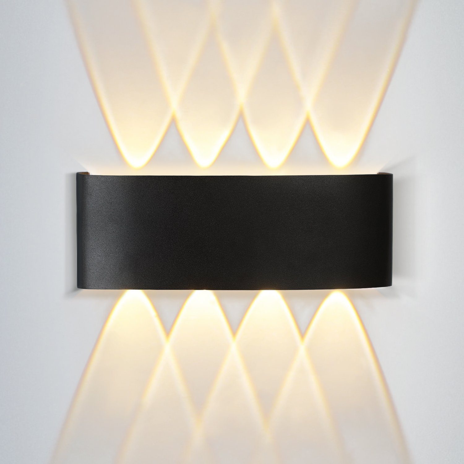 NETTLIFE LED - vägglampa för inomhusbruk: 1-pack, svart utomhusvägglampa upp- och nermonterad, 7 W, IP65