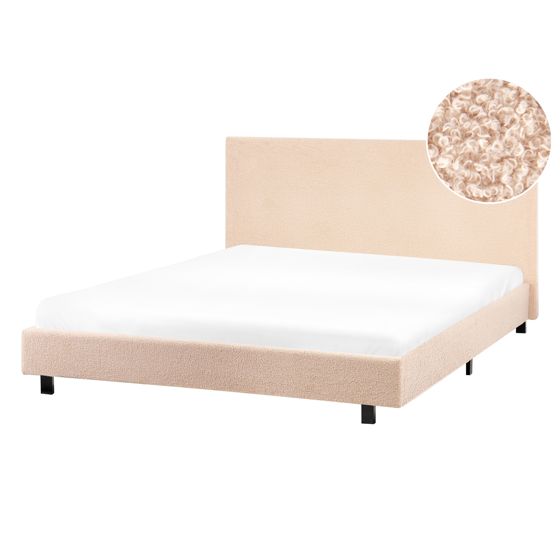 Säng med lamellram Bouclé ALBI 140 x 200 cm Beige