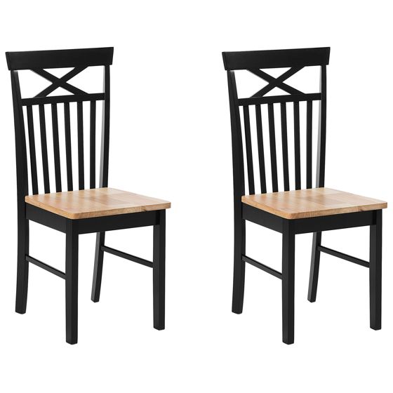 Set med 2 matstolar HOUSTON Trä Svart