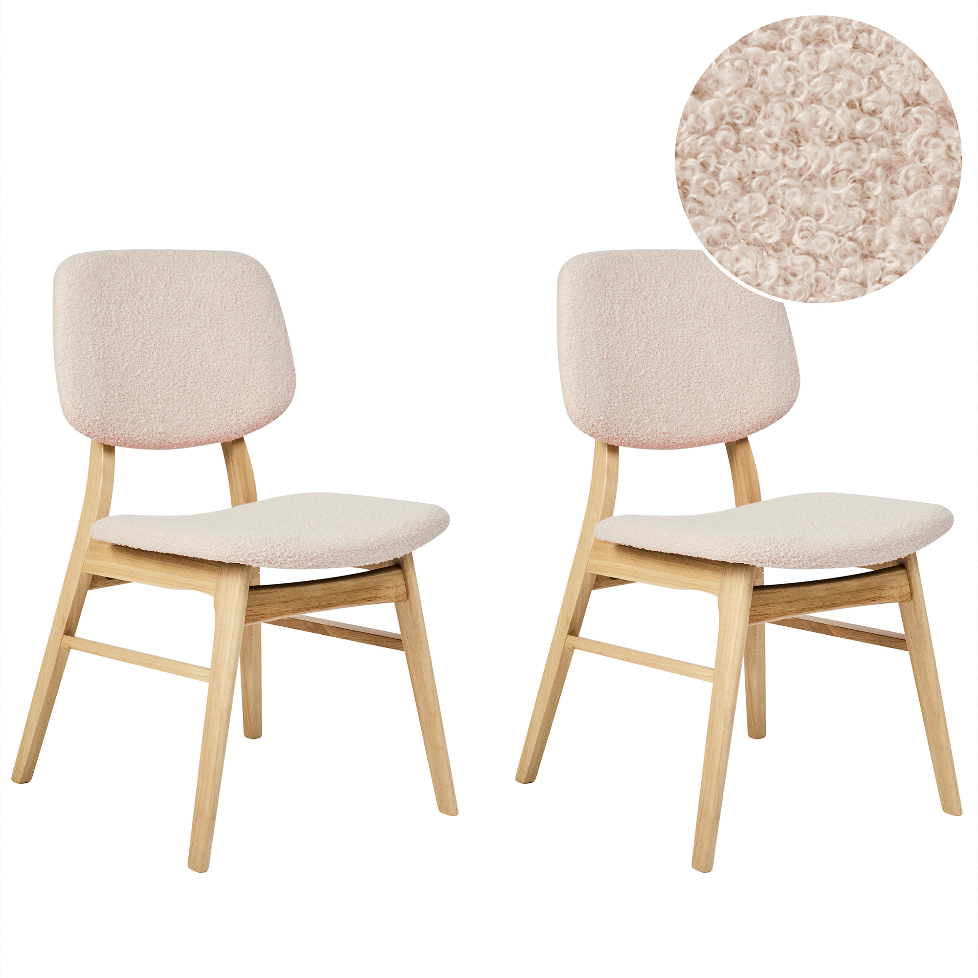 Set med 2 matstolar ELAINE Bouclé Ljusbrun/ Beige