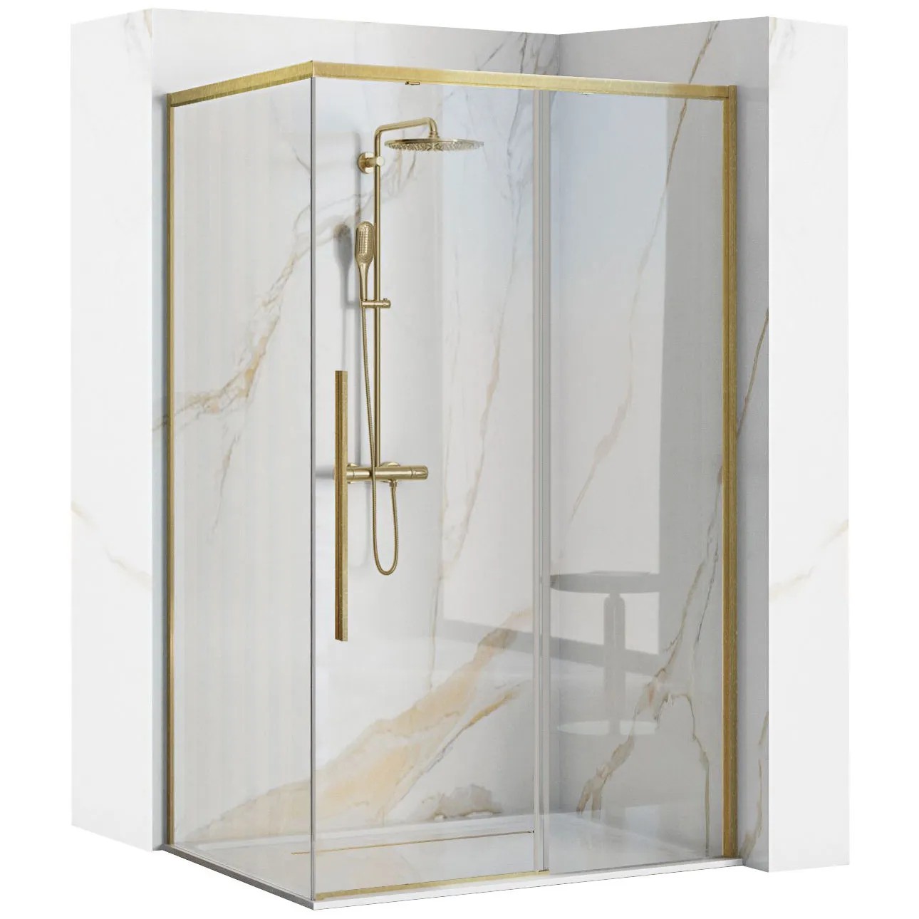 REA Duschkabin SOLAR 80X100 Borstat Guld, 98,5x79x195cm