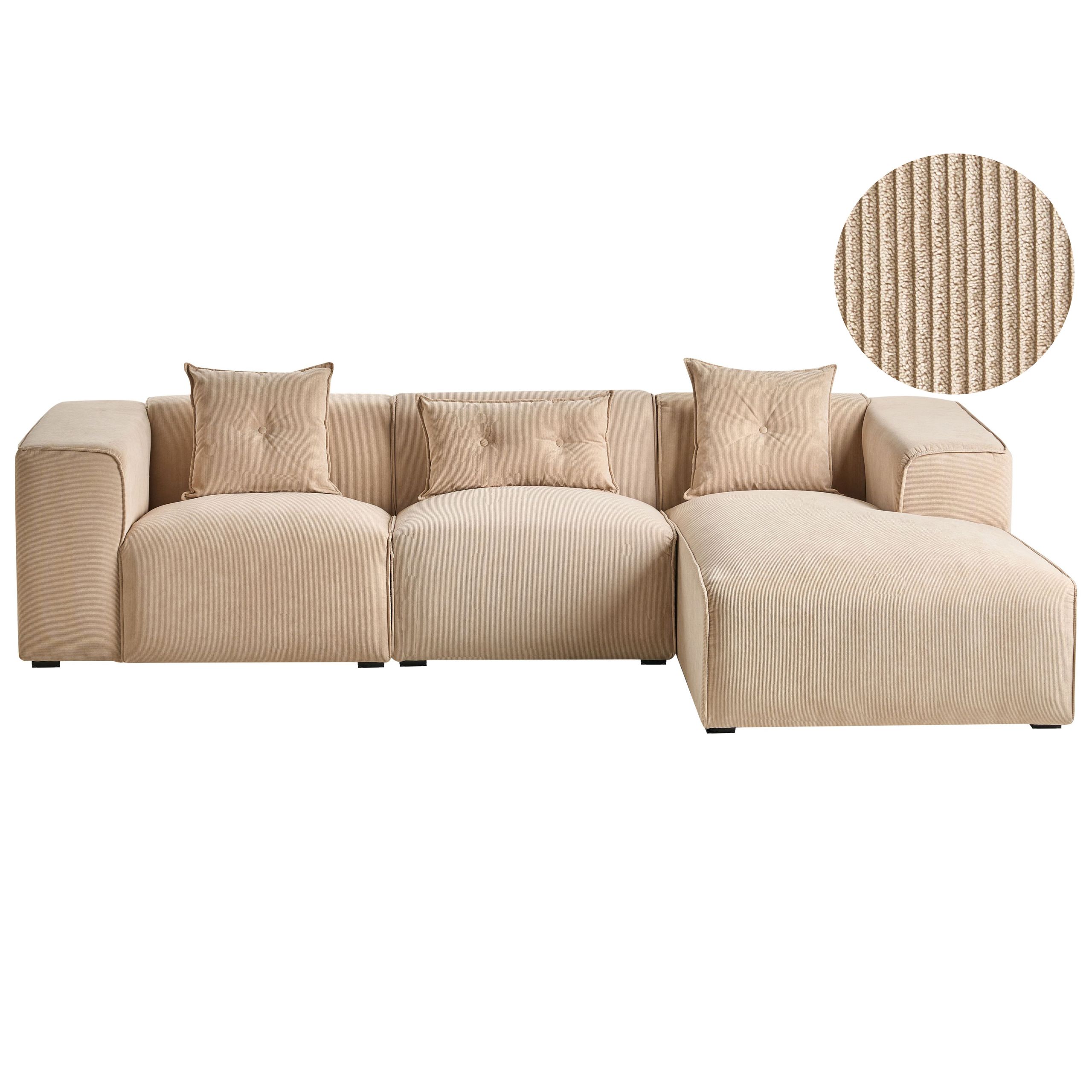 Hörnsoffa 3-sits DOLVA Manchester Beige Vänstervänd