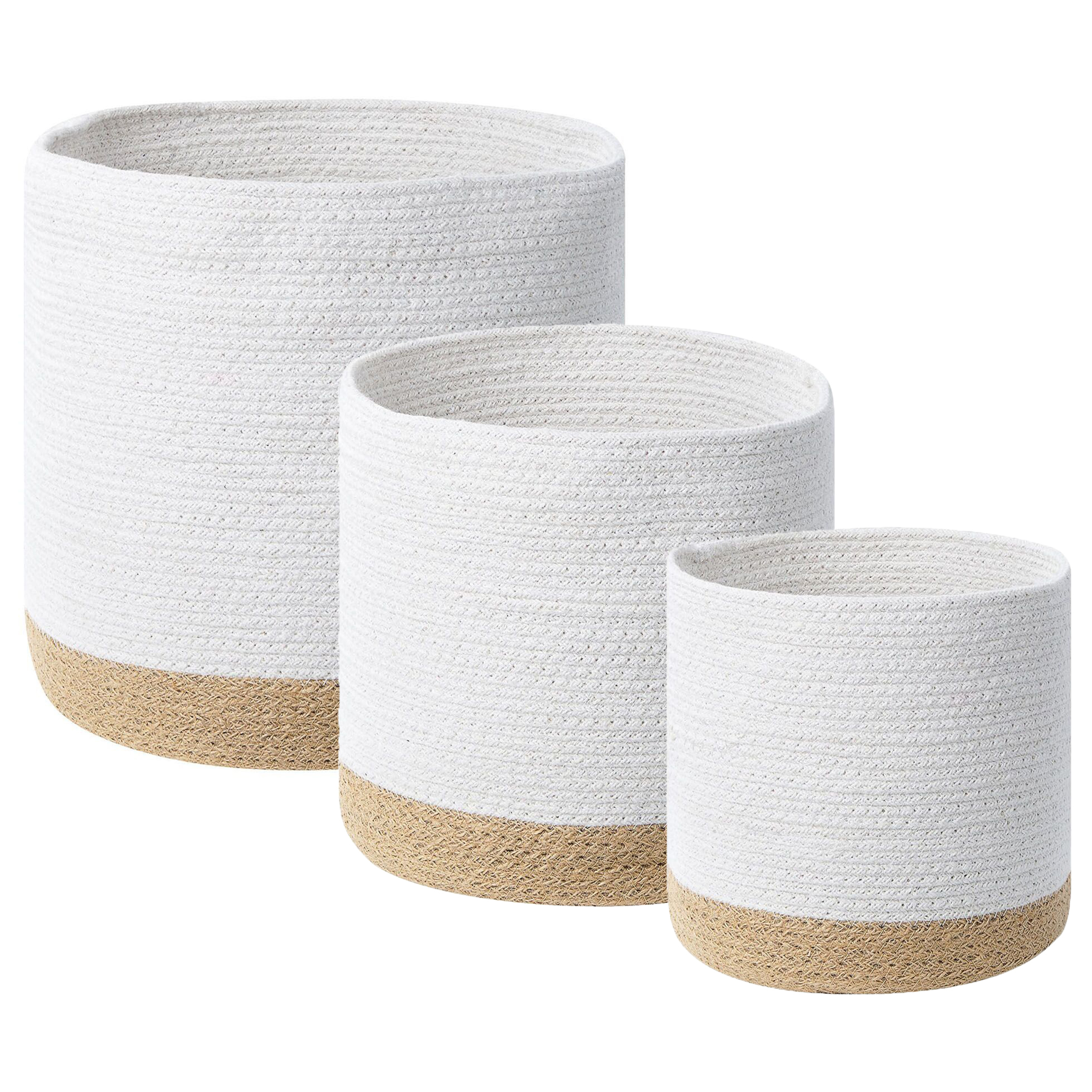 Set med 3 korgar BASIMA Bomull Vit