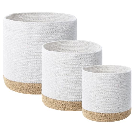Set med 3 korgar BASIMA Bomull Vit