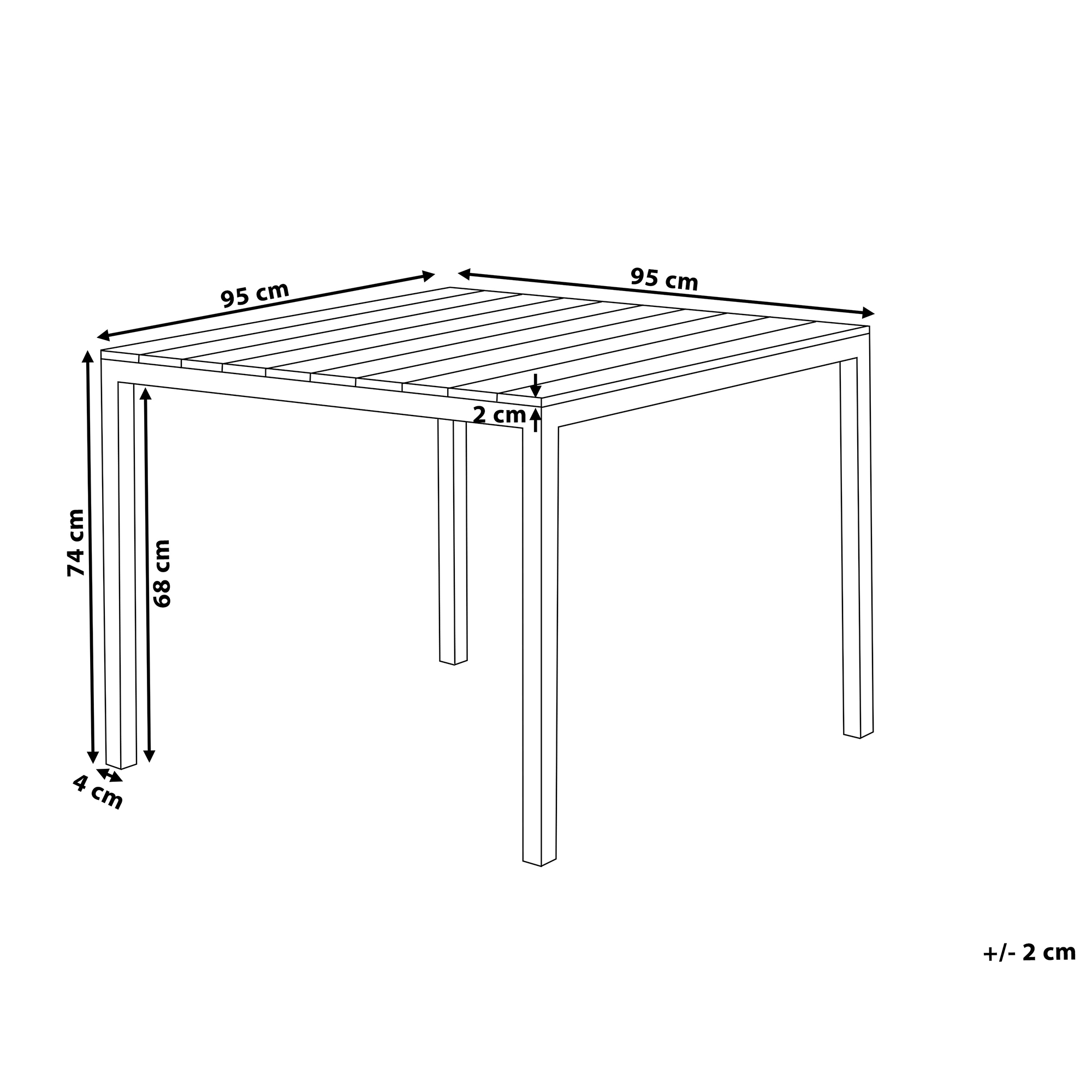 Trädgårdsmatbord PRATO 95 cm 95 cm Grå