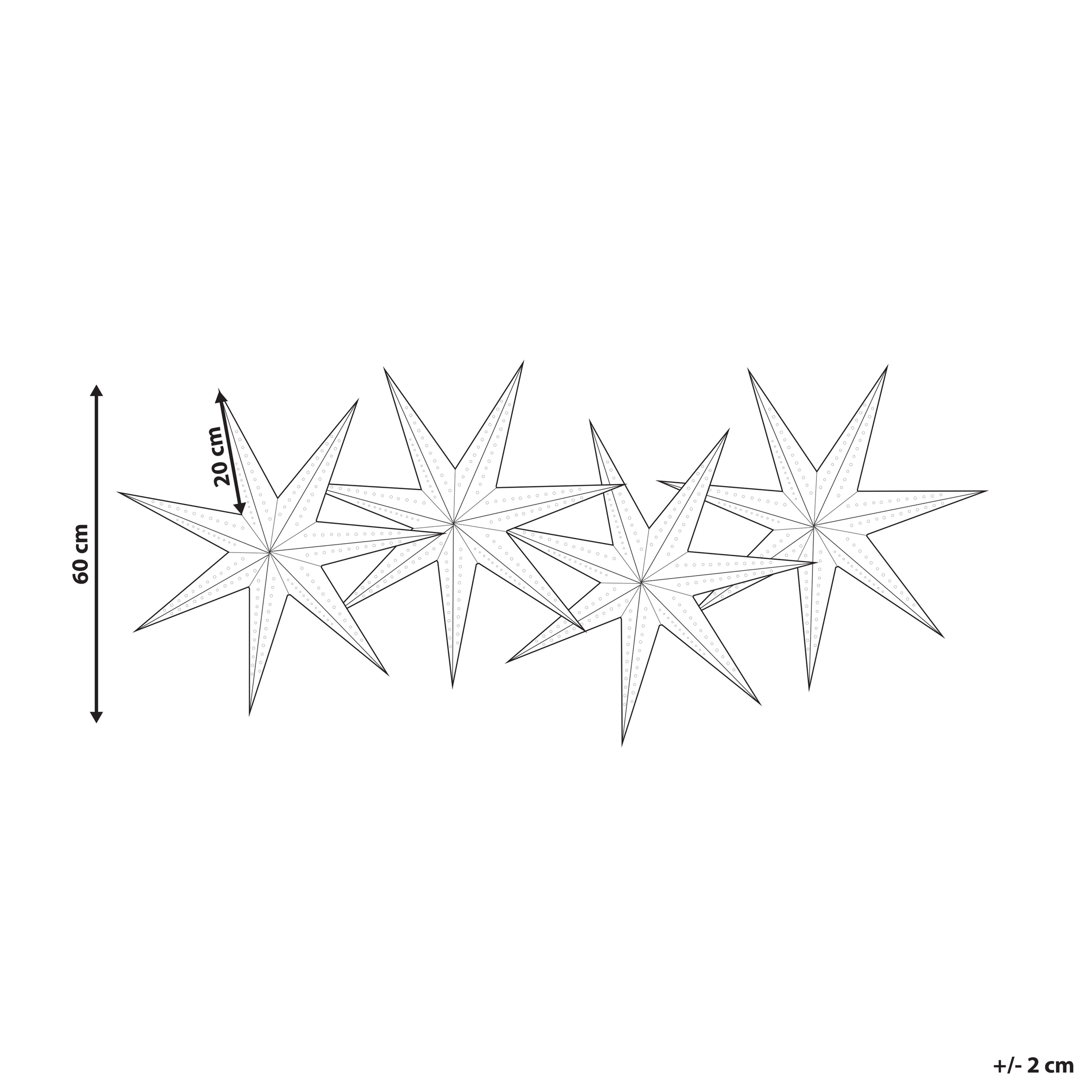 Set med 4 hängande dekorationer LED KAMET 60 cm Stjärna Flerfärgad