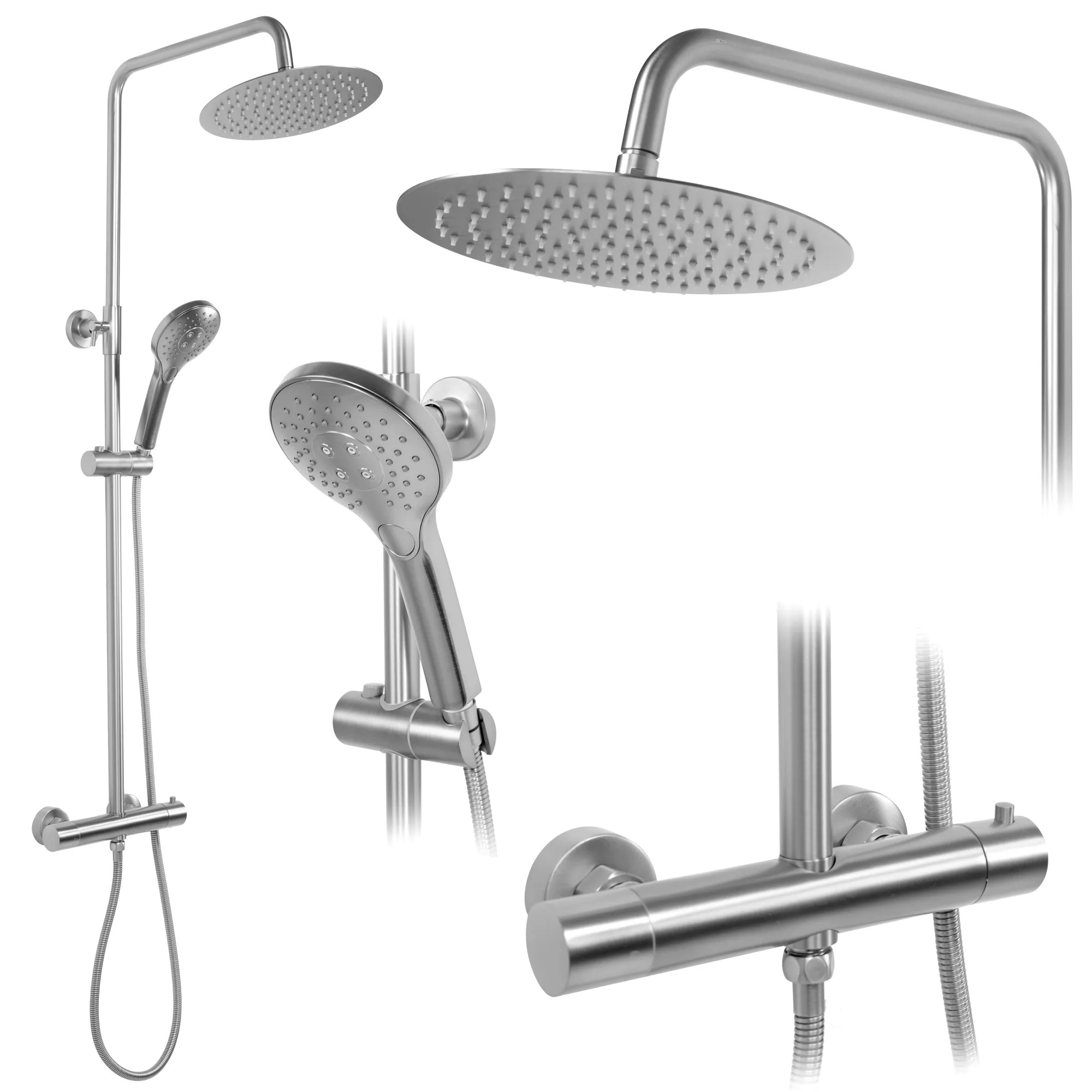 REA Duschset VINCENT Borstad Nickel, 48x27x123,5cm