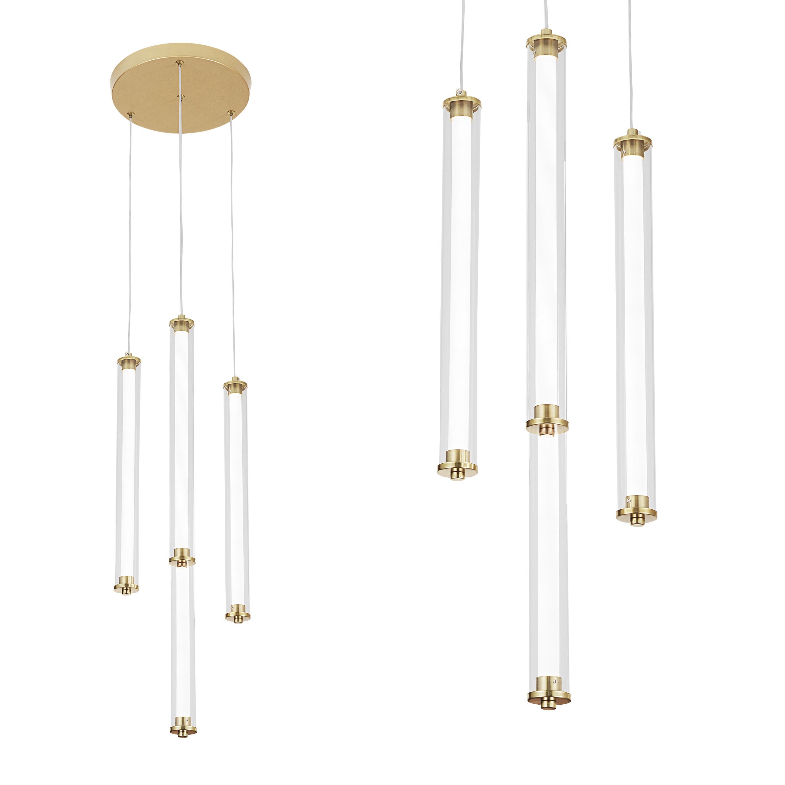 TOOLIGHT hängande taklampa LED G024-4CPR Guld 133,5x25,5x41,5cm