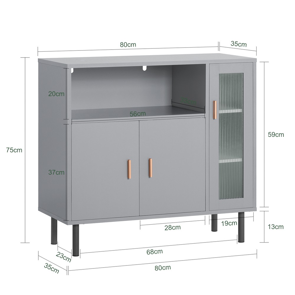 SoBuy Köksskåp Förvaringsskåp Sideboard Vitrinskåp Hall entrébord med hylla FSB82-HG