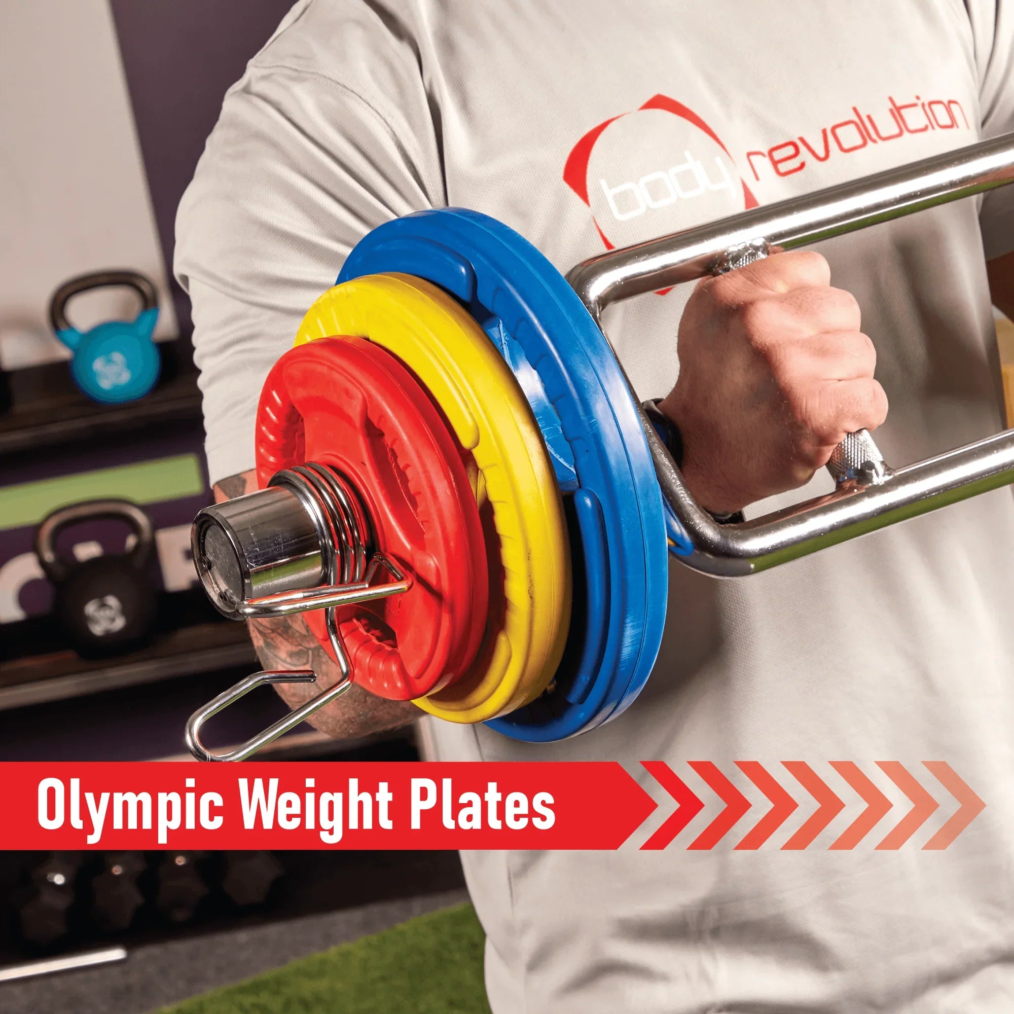 Olympisk Tri-Grip viktskiva, färgpar, 25 kg, set