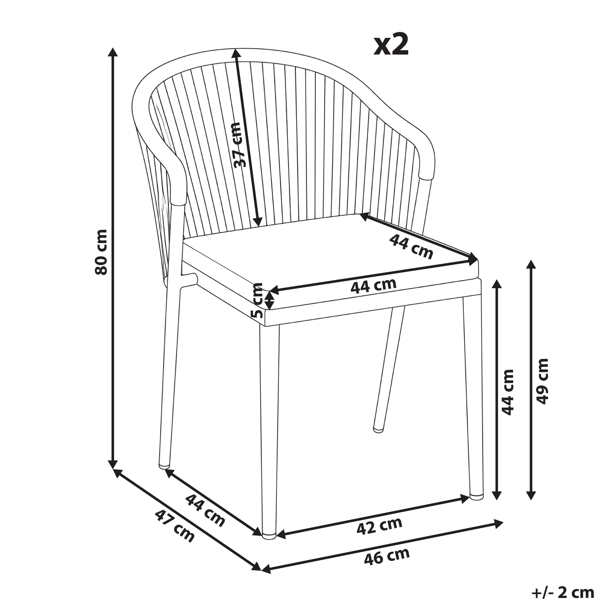Set med 2 stolar med dynor PARANEA Metall Off-White