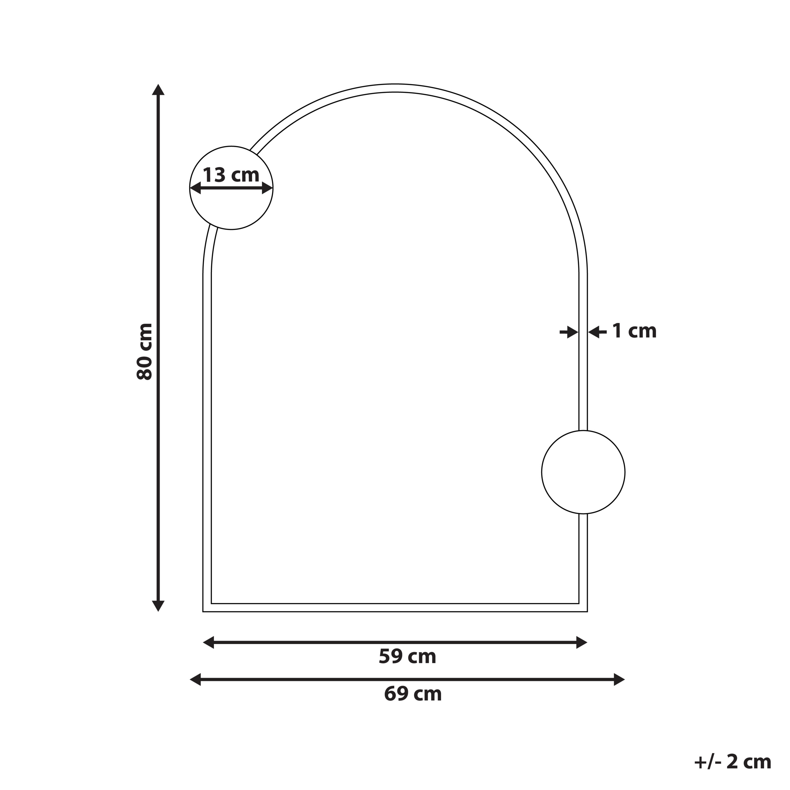 Väggspegel AULON 69 cm 80 cm Metall Svart