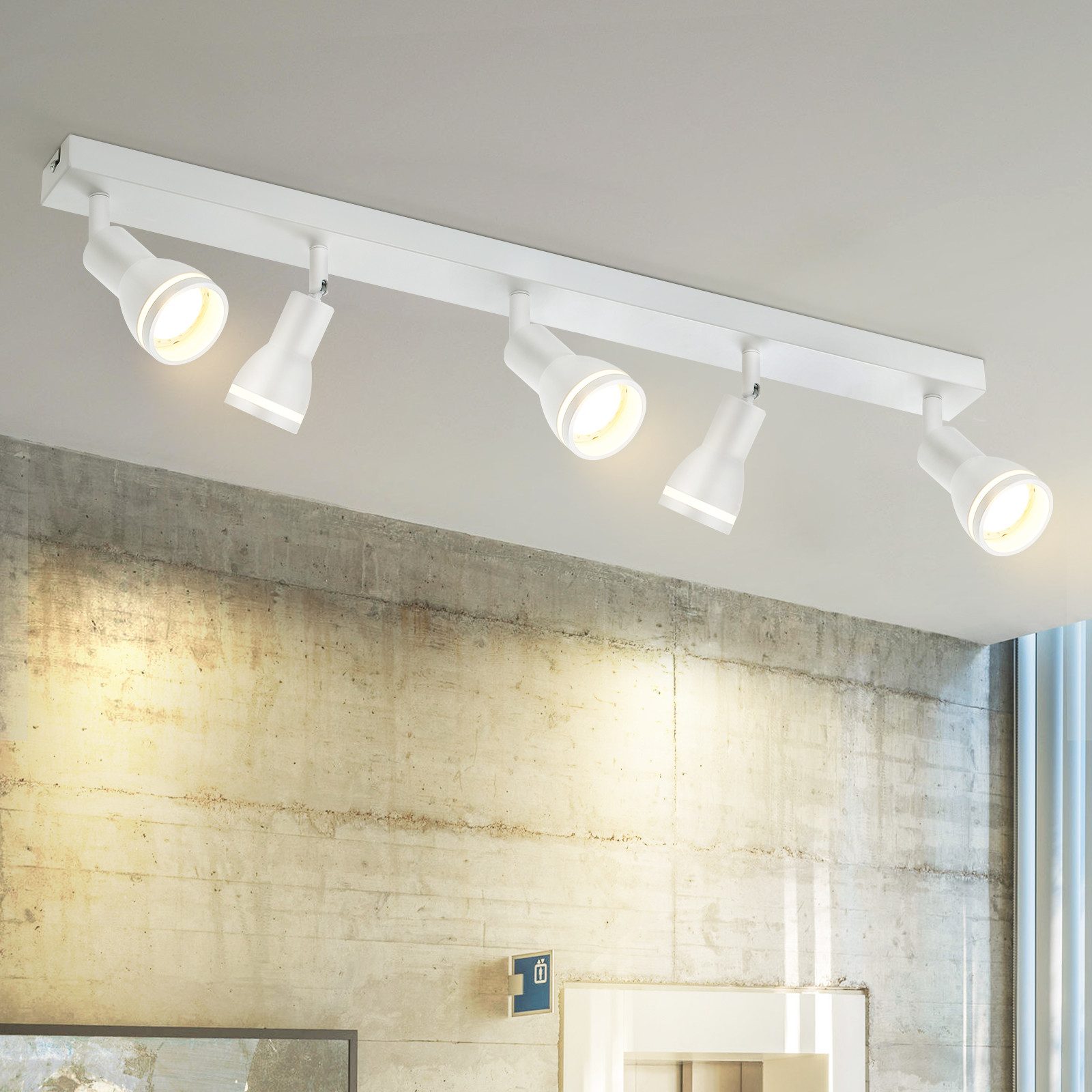NETTLIFE Taklampa 5 Spotlights Vit: Metalltaklampa GU10 För inomhusbruk Utan Glödlampor