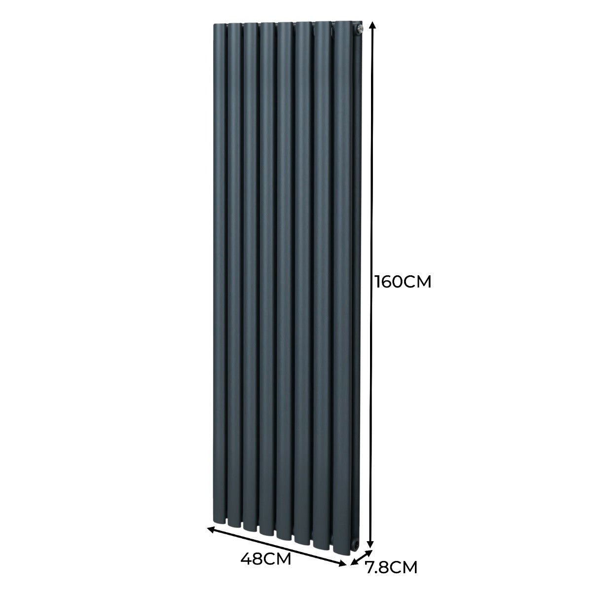 Oval pelarradiator – 1600 mm x 480 mm – Antracitgrå