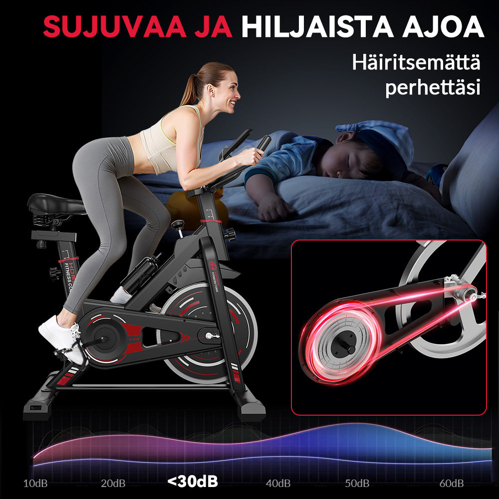 Motionscykel 10 kg svänghjul LCD inklusive skyddsmatta för tyst och säker användning