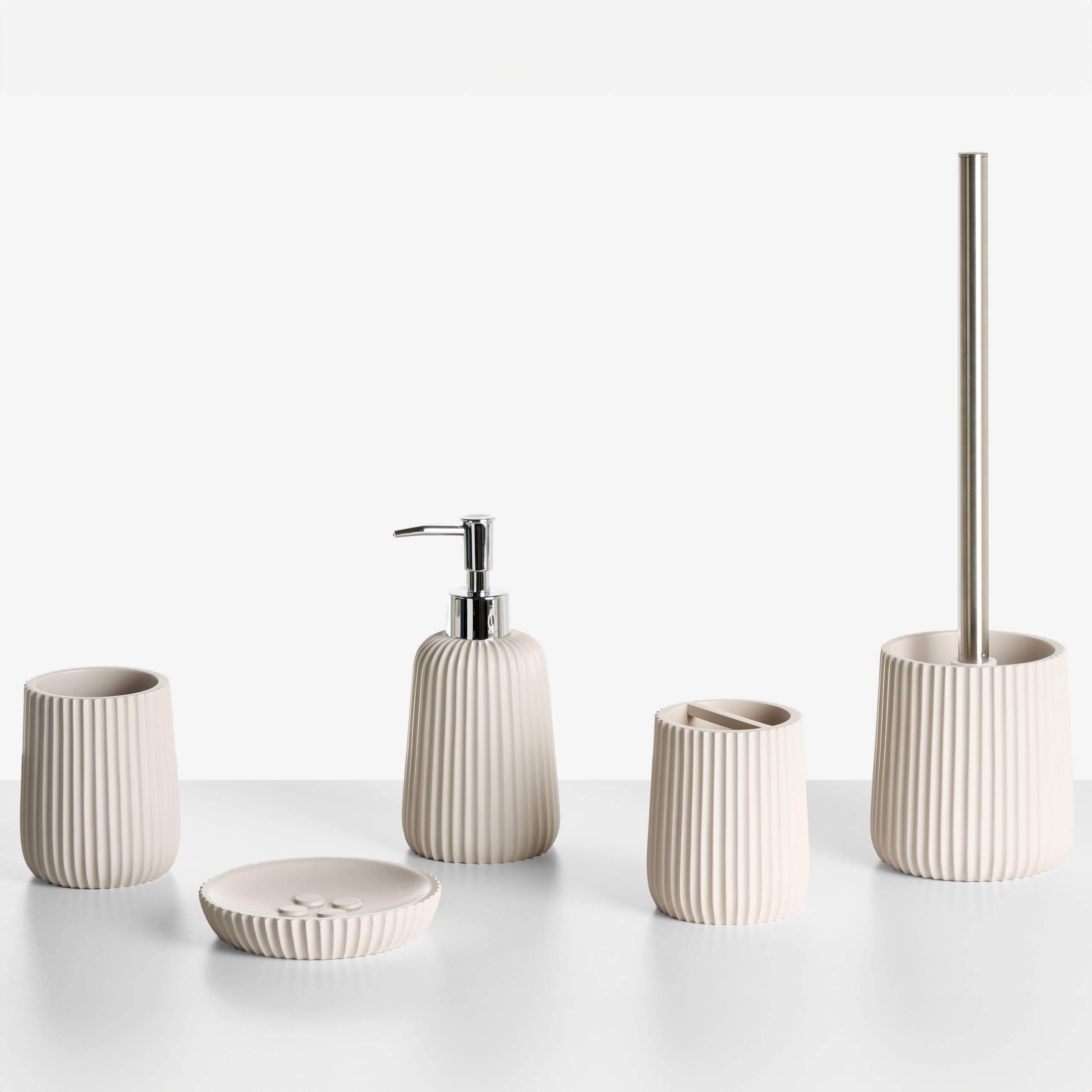 Set med badrumstillbehör i 5 delar POZUZO Beige