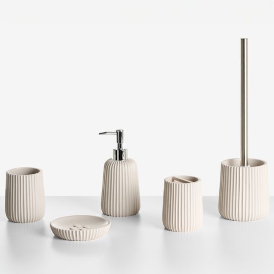Set med badrumstillbehör i 5 delar POZUZO Beige