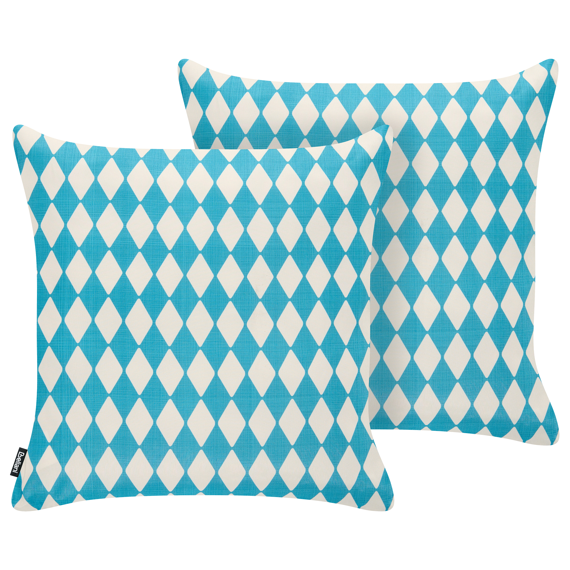 Set med 2 utomhusdynor GREVILLEA Rutigt tryck 45 x 45 cm Turkos