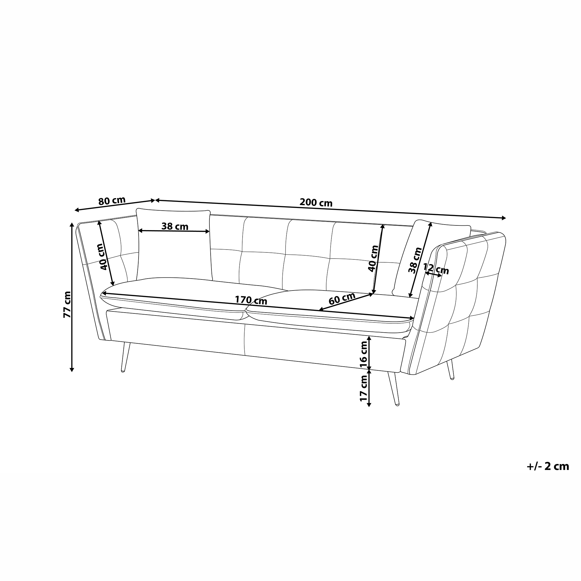 Soffa 3-sits FREDERICA Sammet Off-White
