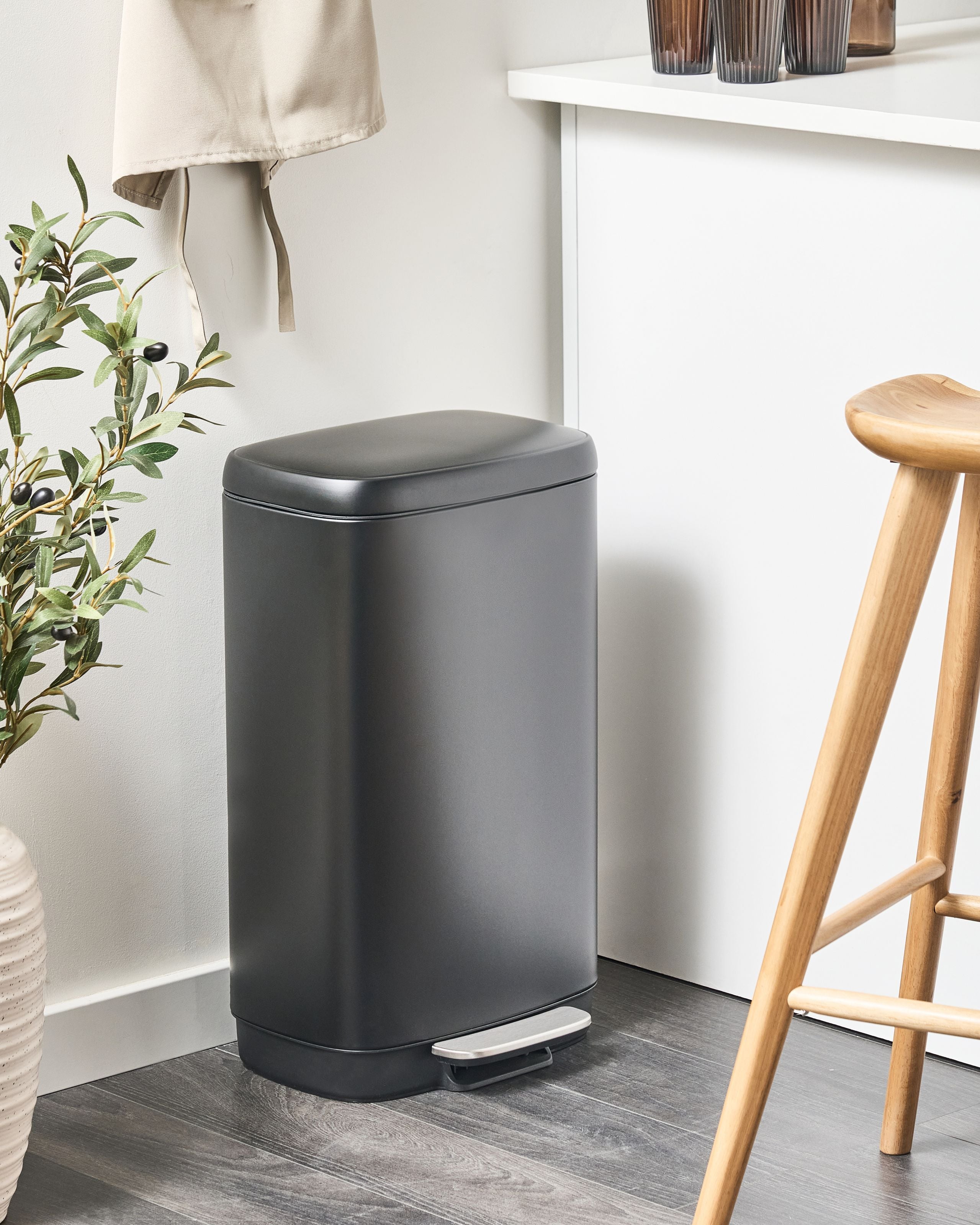 Papperskorg med pedal 30 L ECOCOLLECT Metall Svart