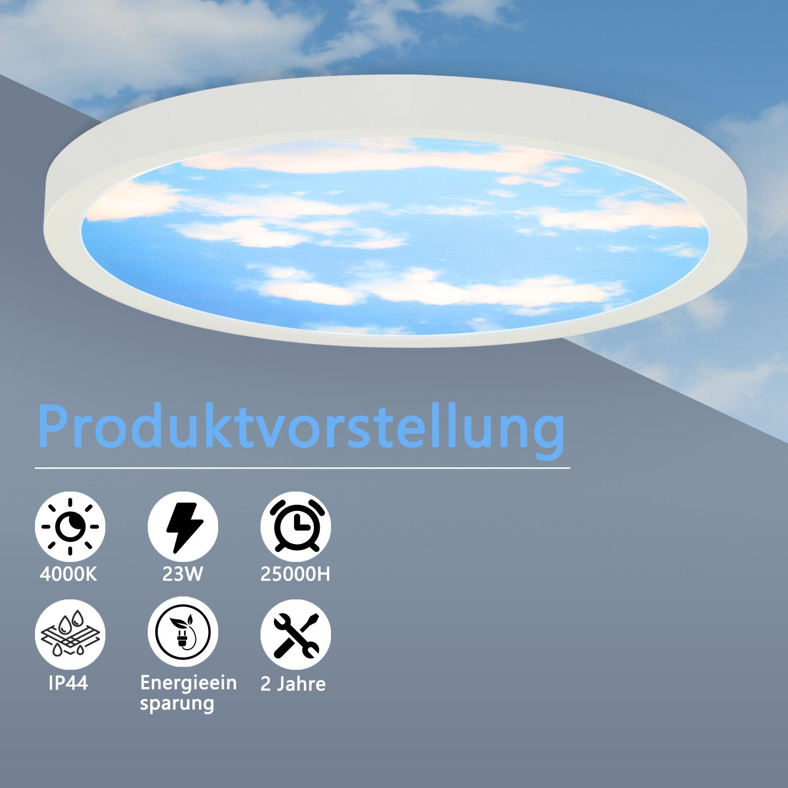 NETTLIFE LED - taklampa, IP44 neutralvit, 23 cm 23WBadrum 4000K, barnrum Badrumsbelysning Korridor rund Badrumslampa