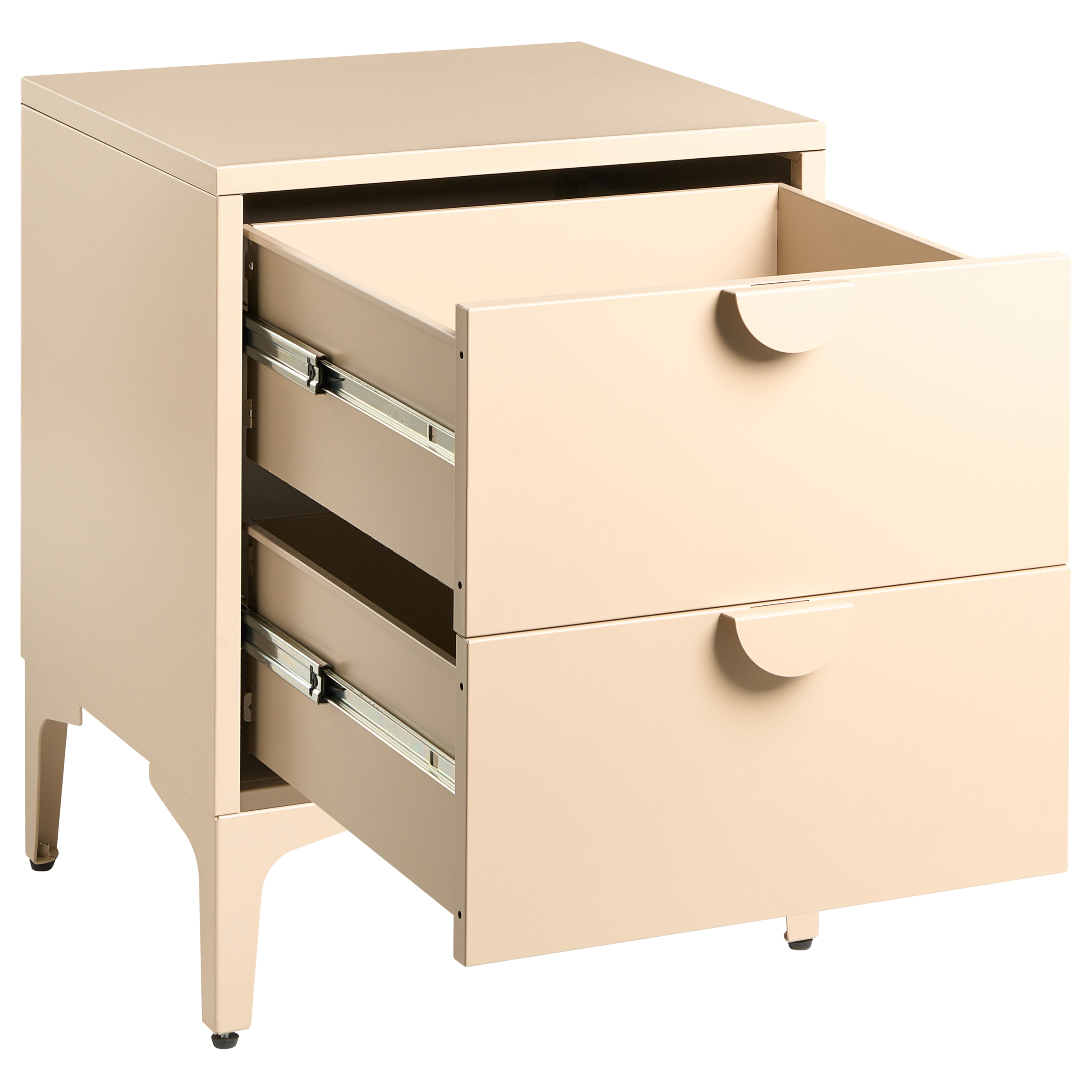 Sängbord med 2 förvaringslådor ARDURA Metall Beige