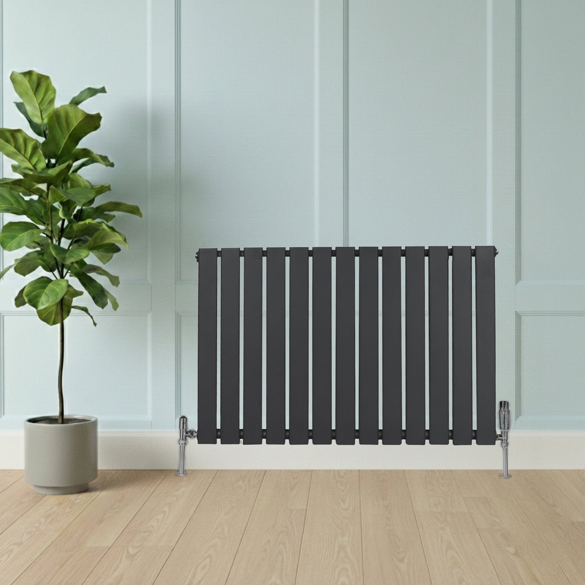 Platt enkelpelarradiator - 600 x 910 mm - antracitgrå