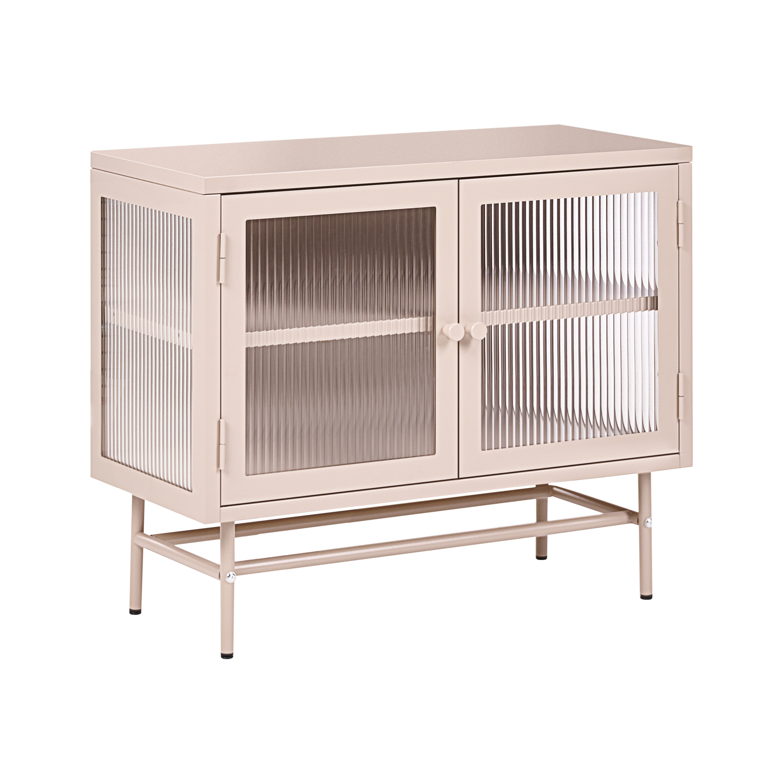 Vitrinskänk i glas DEVON 77 cm Metall Beige