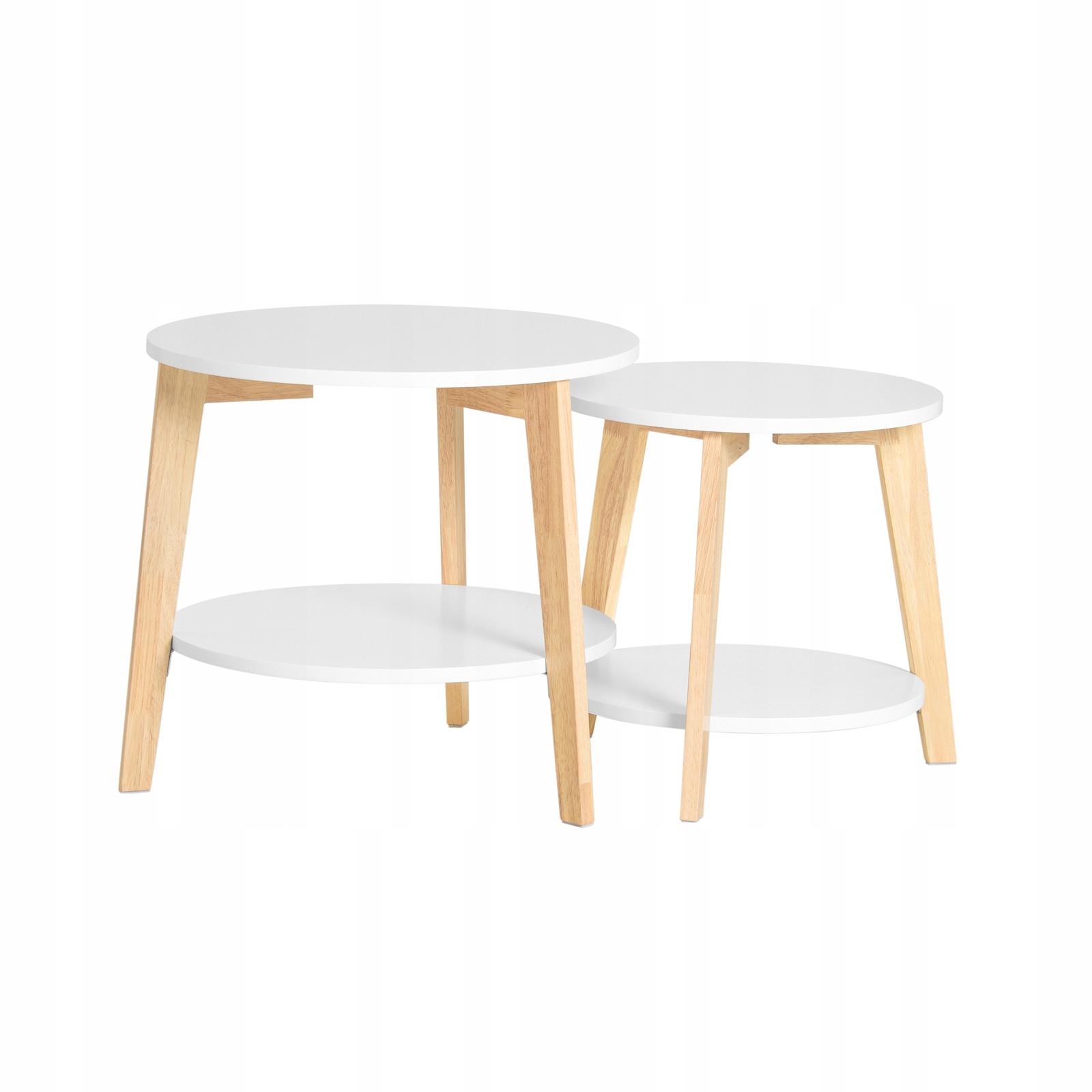 SoBuy Runda satsbord set om 2, Soffbord, vit, Testad för 25 kg, FBT75-W