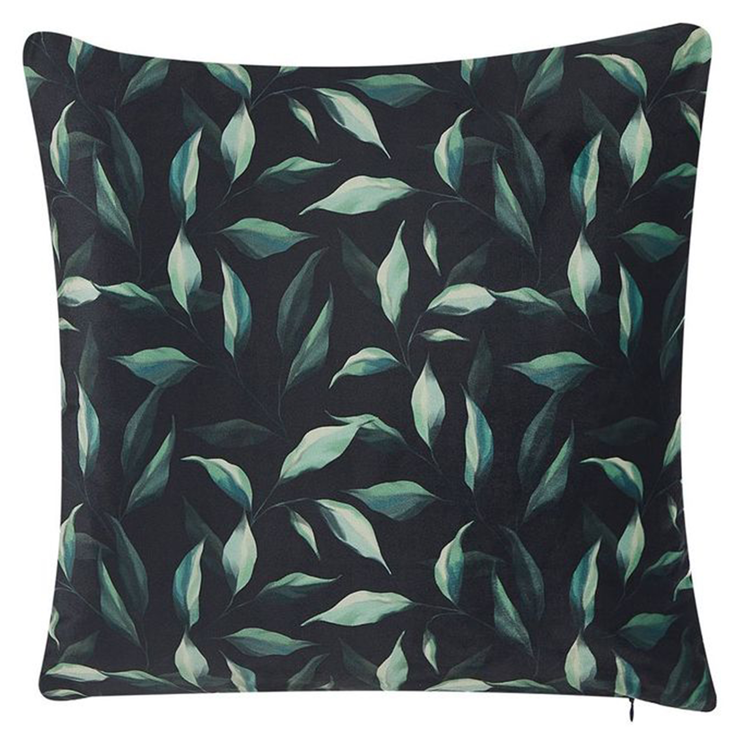 Set med 2 prydnadskuddar TOADFLAX 45 x 45 cm Sammet Grön Svart Växtmotiv