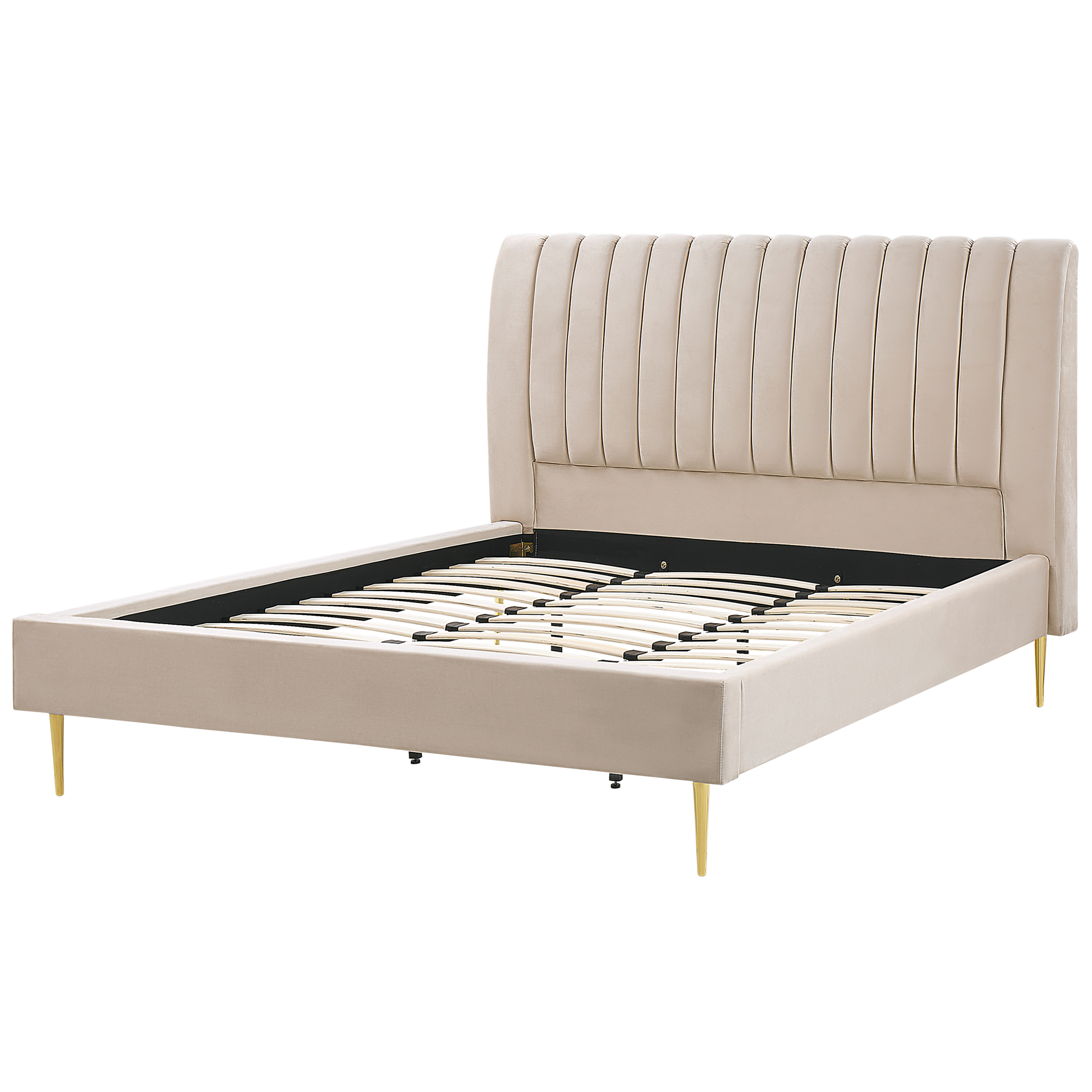 Säng med lamellram Sammet MARVILLE 180 x 200 cm Beige