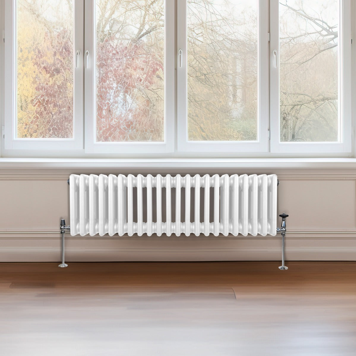 Traditionell 3-pelars radiator - 300 x 1192 mm - vit