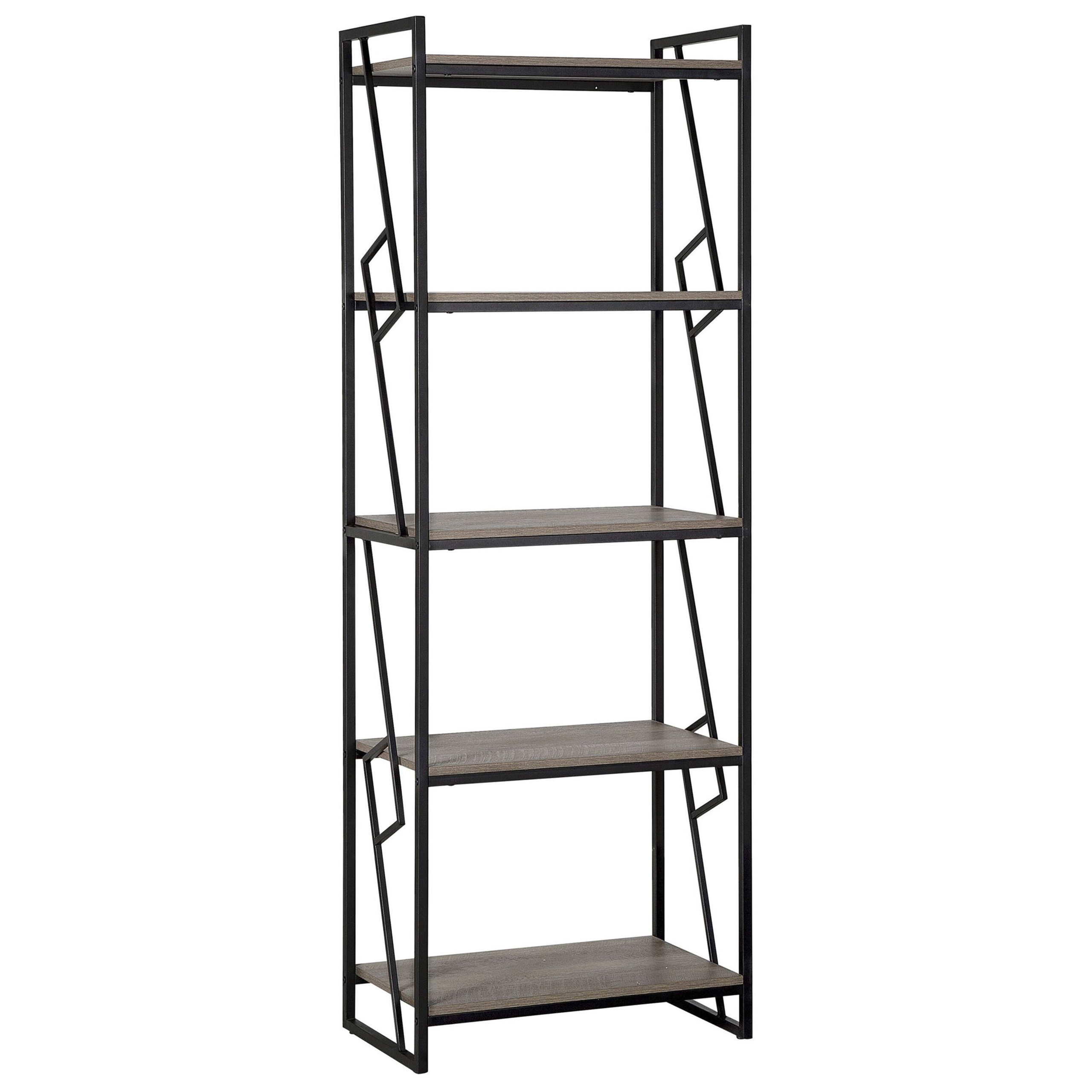 Bokhylla med 5 hyllor FORRES 184 cm Brun/ Svart