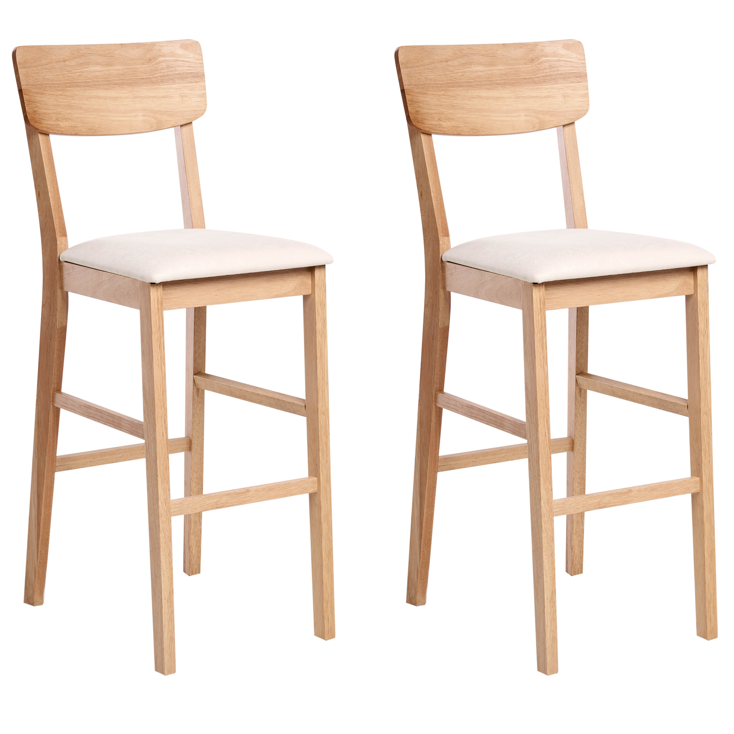 Set med 2 barstolar AMBLER Trä Ljusbrun/ Beige