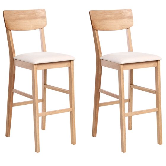 Set med 2 barstolar AMBLER Trä Ljusbrun/ Beige