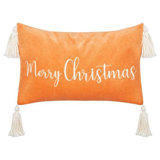 Prydnadskudde LITHOPS 30 x 50 cm Sammet Orange Julmotiv