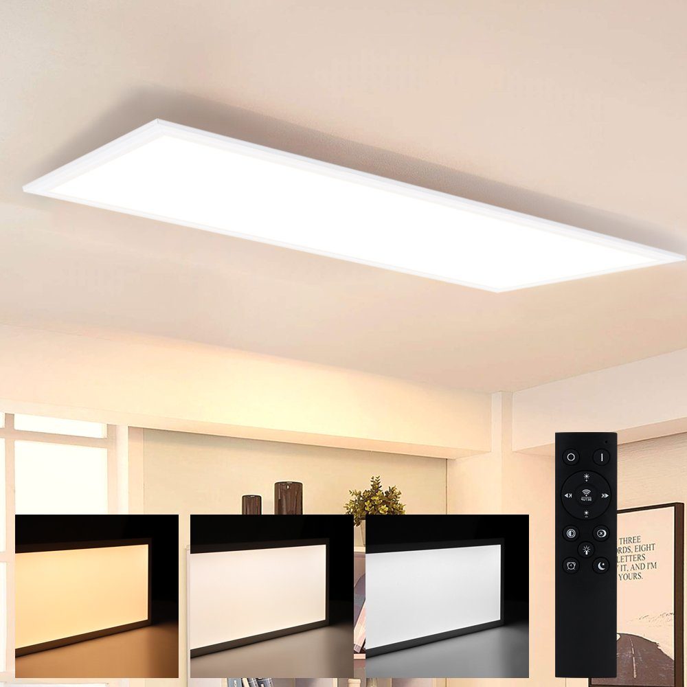 NETTLIFE LED-takpanel vit modern 42w dimbar taklampa med fjärrkontroll 100x25cm